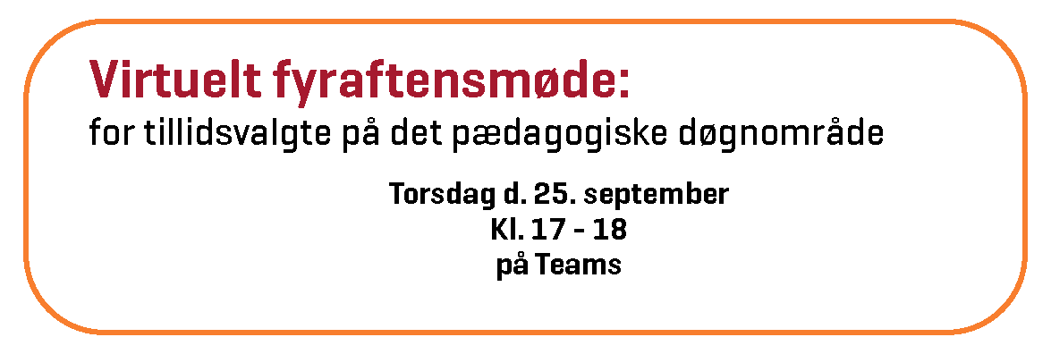 Virtuelt fyraftensmøde for tillidsvalgte på det pædagogiske døgnområde